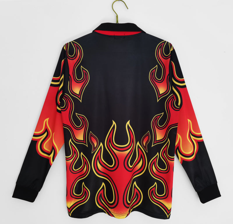 Long Sleeve: Japan Goalie Flame Red Top 5B 1998 Season #9